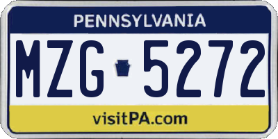 PA license plate MZG5272