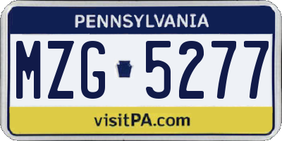 PA license plate MZG5277