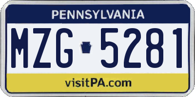 PA license plate MZG5281