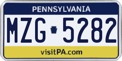PA license plate MZG5282