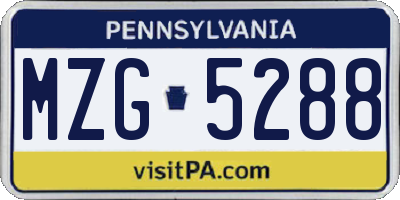 PA license plate MZG5288