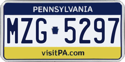 PA license plate MZG5297