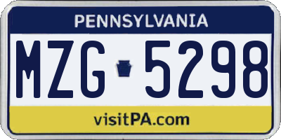 PA license plate MZG5298
