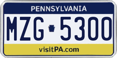PA license plate MZG5300