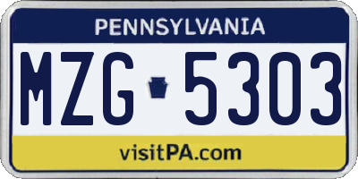 PA license plate MZG5303
