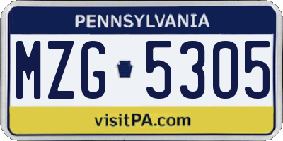 PA license plate MZG5305