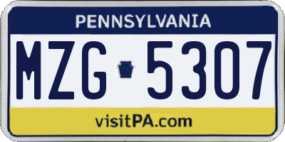 PA license plate MZG5307