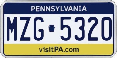 PA license plate MZG5320