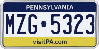 PA license plate MZG5323