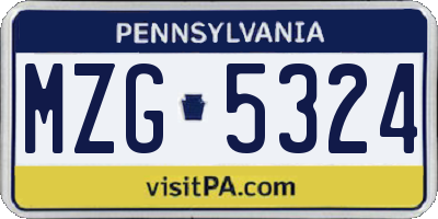 PA license plate MZG5324