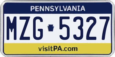 PA license plate MZG5327
