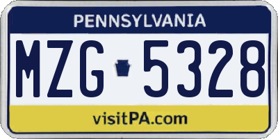 PA license plate MZG5328