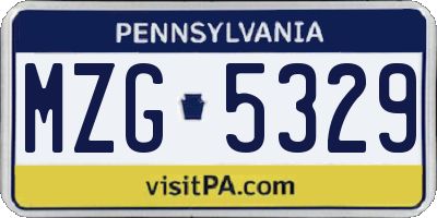 PA license plate MZG5329