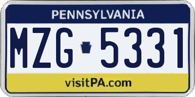 PA license plate MZG5331