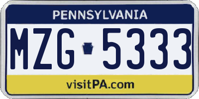 PA license plate MZG5333
