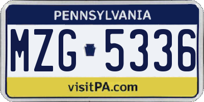 PA license plate MZG5336
