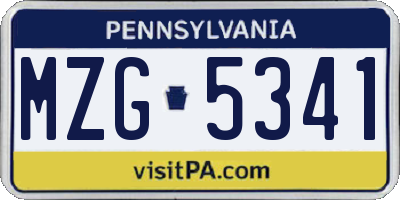 PA license plate MZG5341