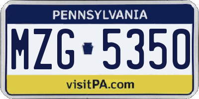 PA license plate MZG5350
