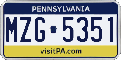 PA license plate MZG5351