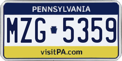 PA license plate MZG5359