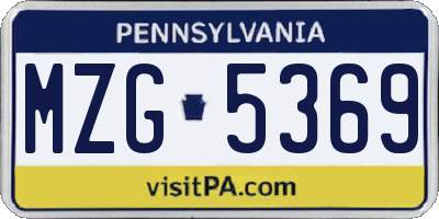 PA license plate MZG5369