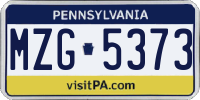PA license plate MZG5373