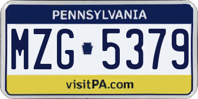 PA license plate MZG5379