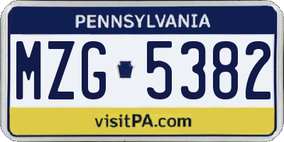 PA license plate MZG5382
