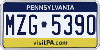 PA license plate MZG5390
