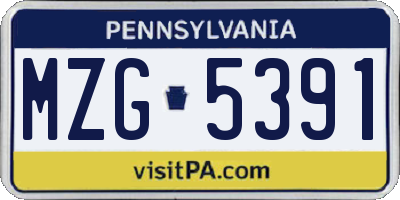 PA license plate MZG5391