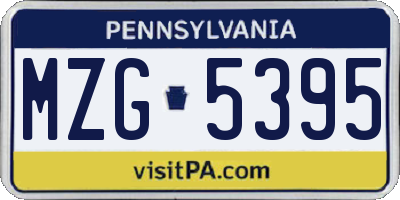PA license plate MZG5395