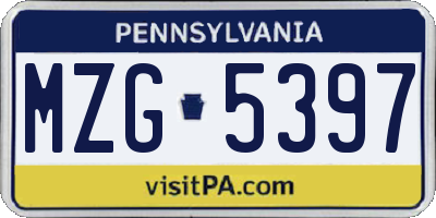 PA license plate MZG5397