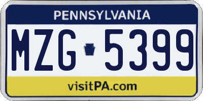 PA license plate MZG5399