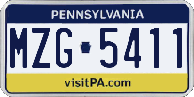 PA license plate MZG5411