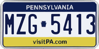 PA license plate MZG5413