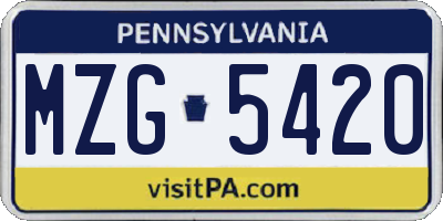 PA license plate MZG5420