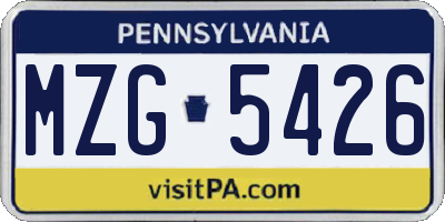 PA license plate MZG5426