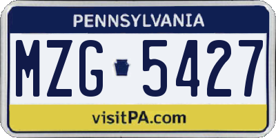 PA license plate MZG5427