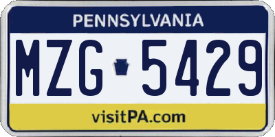 PA license plate MZG5429