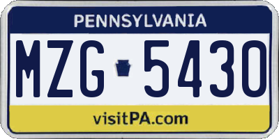PA license plate MZG5430