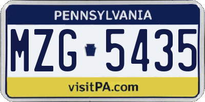 PA license plate MZG5435