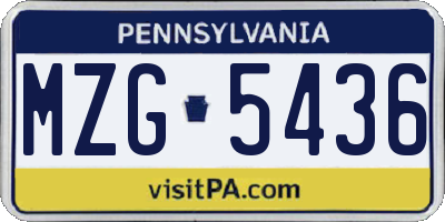 PA license plate MZG5436