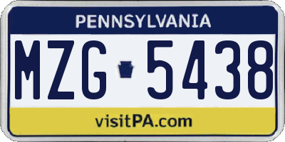 PA license plate MZG5438