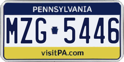 PA license plate MZG5446