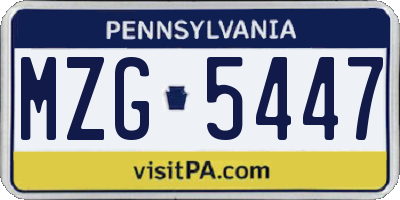 PA license plate MZG5447