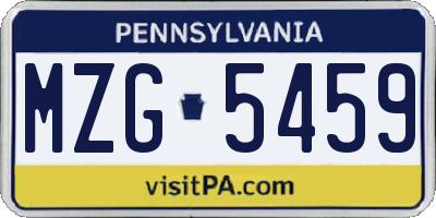 PA license plate MZG5459