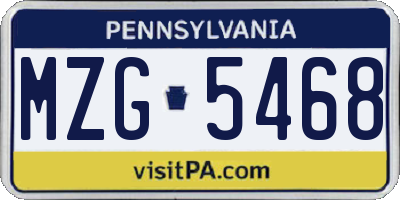 PA license plate MZG5468