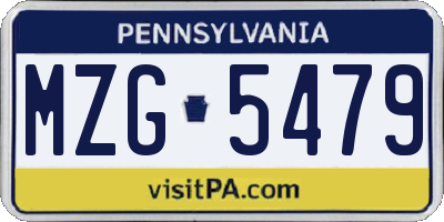 PA license plate MZG5479