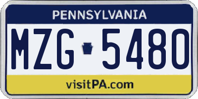 PA license plate MZG5480
