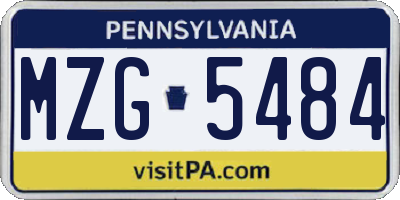 PA license plate MZG5484